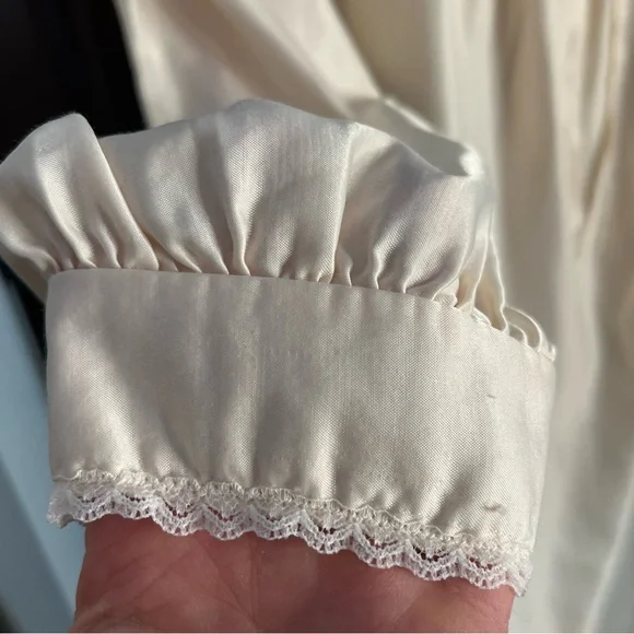 Vintage Cream Nightgown with Pink Floral Lace Yoke - Picture 6 of 13